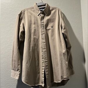 Ralph Lauren plain tan button up long sleeve
